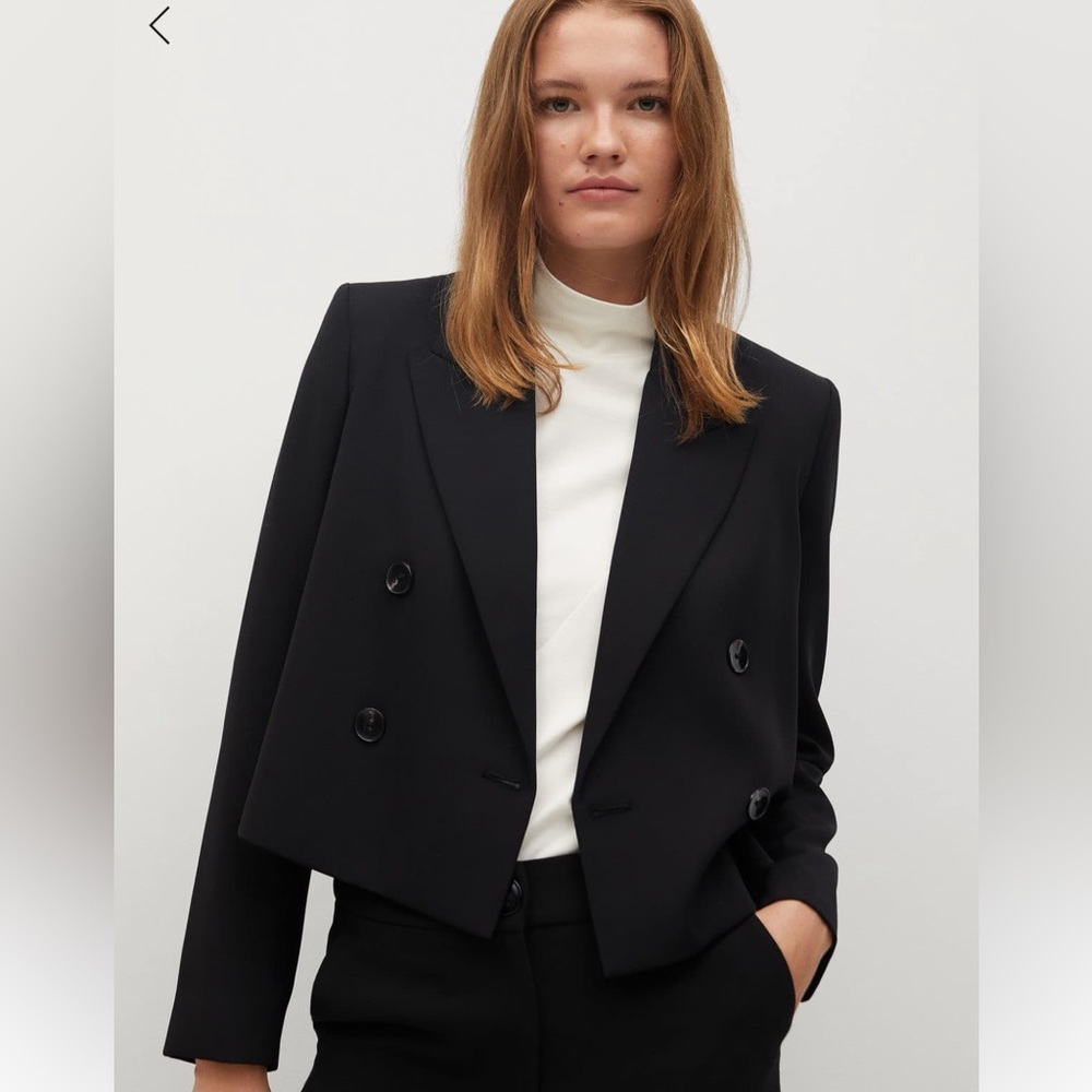 Mango Cropped Black Blazer